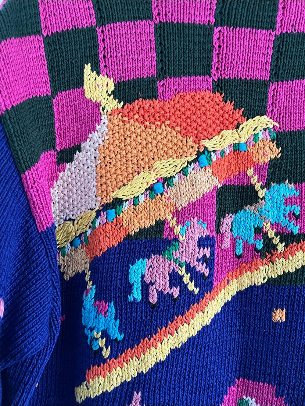 Vintage 1989 Berek Sweater Hand Knitted Carnival Circus Size Medium - Picture 9 of 16